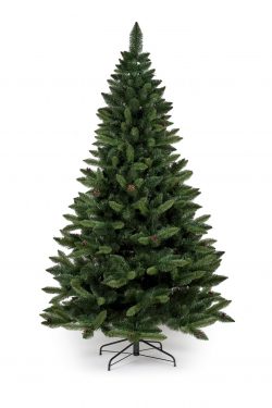 Umelý vianočný stromček so šiškami PREMIUM | 2.2m - vonkajšie vetvičky sú navyše zdobené prírodnými šiškami. Stromček sa vyznačuje hustou korunou.