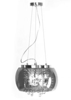 LED stropné svietidlo / luster 50cm | 6xMAX40W - lampa zo strieborného skla s efektom kvapiek vody. Závesné svietidlo v štýle LOFT.