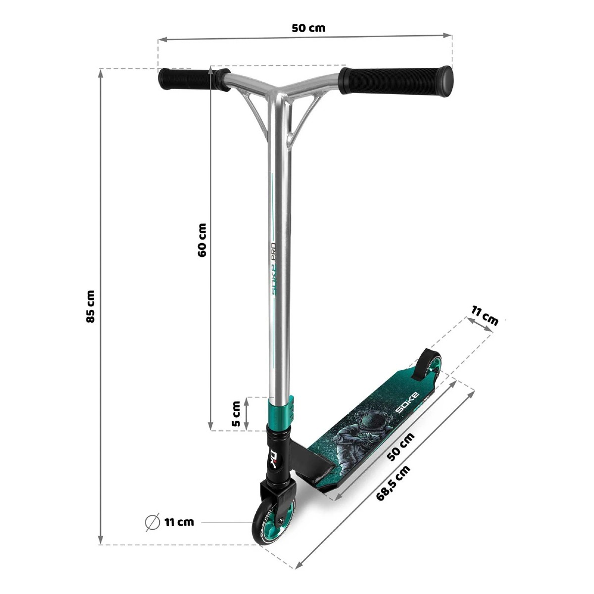 Freestyle kolobežka Soke XTR strieborno-tyrkysová (10) Freestyle kolobežka Soke XTR | strieborno-tyrkysová