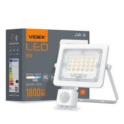 LED reflektor so senzorom pohybu 1800lm 20W PIR | VIDEX - má stupeň krytia IP65 a ochranu proti mechanickému nárazu IK07 a dokonale odoláva vlhkosti.