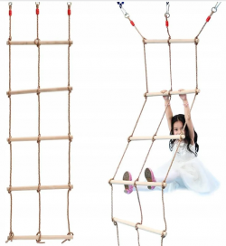 Lanový rebrík na cvičenie a zábavu sa ideálne hodí do telocvične, detskej izby alebo ihriska. Rebrík je vyrobený z drevených priečok.