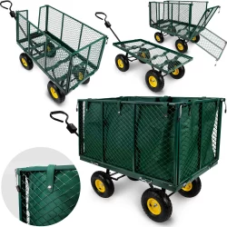 Záhradný vozík, vyklápateľný, 250L, Humberg | 550300 je nenahraditeľný pomocník vo vašej záhrade! Má silný oceľový rám a pohodlnú rukoväť.