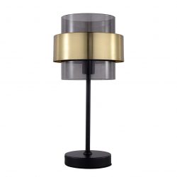 Stolná lampa, dymovo-zlatá, Miele | LP-866/1T BK dokonale osvetlí potrebný priestor, napríklad v kancelárii. Toto osvetlenie je vyrobené z kovu a skla.
