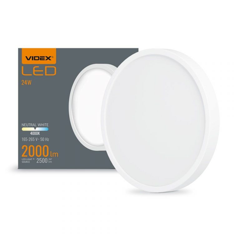 Bodové svietidlo, biele, 24 W, Surface Downlight Fixture, Videx | DLRS-244 predstavuje tenký dizajn a úzke rámy poskytujú modernejší vzhľad.