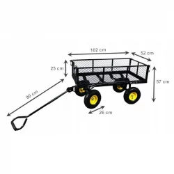 Záhradný prepravný vozík, 450 kg, čierny, Gardenline | WOZ0115B určený na prepravu ľahkých a ťažkých bremien do 450 kg, predmetov a tovaru.