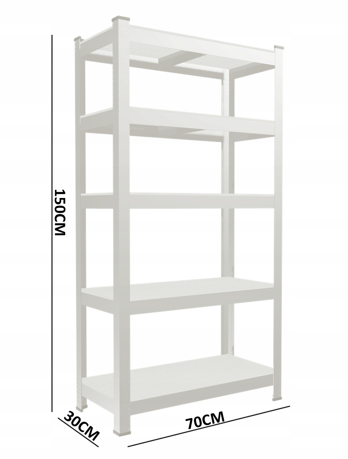 Kovový úložný regál, 150x70x30 cm, 750 kg, strieborný