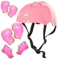 Detské chrániče s prilbou, sada 7ks | ružové ochránia vaše dieťa pred telesnými zraneniami, ku ktorým môže dôjsť pri páde.