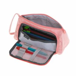 Dvojitý školský peračník, ružový | 22 cm x 7 cm x 10 cm, pomôže zorganizovať  všetky písacie potreby, kozmetiku alebo iné drobnosti do kabelky alebo batohu.
