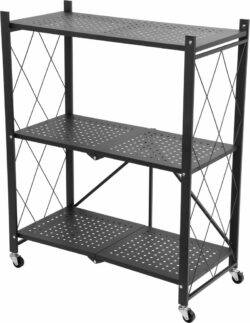 Kovový 3 policový regál, 87x72x34 cm, 50 kg/polica | Racks RAW3T skladací a pojazdný je praktický pomocník v domácnosti, kde potrebujete niečo uskladniť.