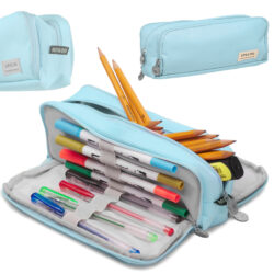 Trojitý školský peračník, 3v1, modrý | 22cm x 5cm x 9cm, pomôže zorganizovať  všetky písacie potreby, kozmetiku alebo iné drobnosti do kabelky alebo batohu.