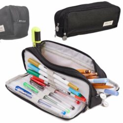 Trojitý školský peračník, 3v1, čierny | 22cm x 5cm x 9cm, pomôže zorganizovať  všetky písacie potreby, kozmetiku alebo iné drobnosti do kabelky alebo batohu.
