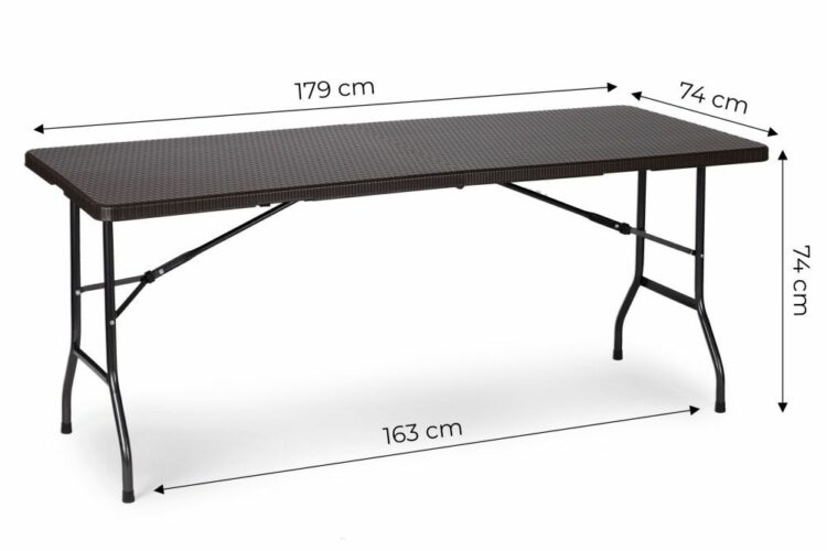 Záhradný cateringový stôl, rozkladací, ratanový | 180 cm