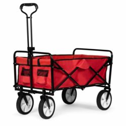 Záhradný skladací vozík, červený, 100 l | do 80 kg je ako stvorený do záhrady alebo na dovolenku. Umožňuje prepravovať všetky druhy malých nákladov.