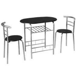 Barová súprava, 3-dielna, čierna | stôl+ stoličky, dokonale zapadne do vašej domácnosti. Drevený okrúhly stôl a 2 stoličky sa dajú ľahko poskladať