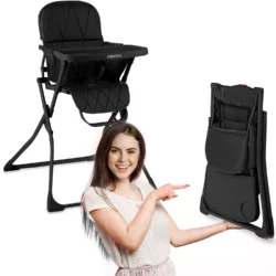 Detská jedálenská stolička, Nuco, do 15 kg, Ricokids | čierna je pohodlná, má mäkké a široké sedadlo vyrobené z materiálu príjemného na dotyk.