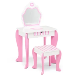 Detský toaletný stolík, + stolička, 49 x 34 x 86,5 cm | ružový, s kvetinami dokáže splniť sen každej princeznej malého dievčatka!