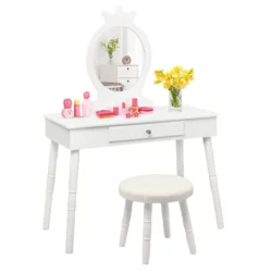 Detský toaletný stolík so zrkadlom + taburetka | biely je ideálnym darčekom pre vaše dievčatko. Ideálny na umiestnenie do detskej izbičky.