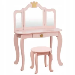 Detský toaletný stolík, zrkadlo + taburetka | ružový je ideálnym darčekom pre vaše dievčatko. Toaletný stolík možno premeniť na písací stôl.