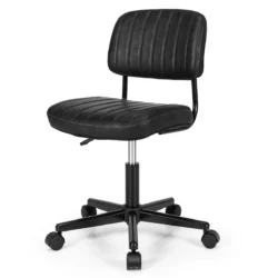 Kancelárska stolička, PU koža, otočná, do 120 kg | čierna, je dôležitým a významným doplnkom k stolu v zamestnaní, doma v pracovni, alebo v detskej izbe. 