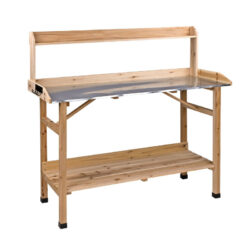 Pracovný stôl, drevený, pozinkovaný | 120 x 45 x 111 cm, z impregnovaného masívneho dreva, s pozinkovanou pracovnou plochou.