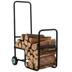 Vozík na drevo, čierny | 50 kg sa používa na prepravu a skladovanie palivového dreva. Rozlúčte sa s časovo náročnou a namáhavou prepravou dreva!