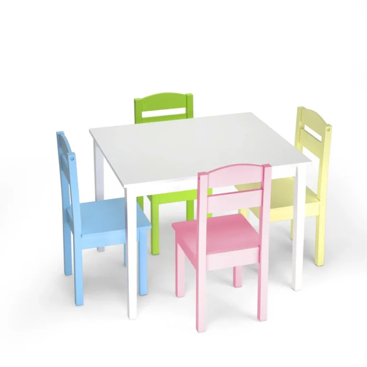 Detská sedacia súprava, drevená | 4 stoličky + stôl je výbornou voľbou do každej detskej izby. Bude sa hodiť do každej izbičky.