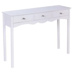 Konzolový stolík, biely, 3 zásuvky | 100x32x75cm sa bude perfektne hodiť do vašej spálne, obývačky či predsiene. Je odolný a spoľahlivý.