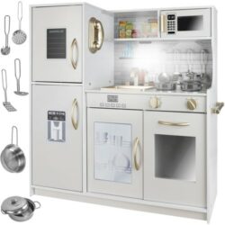 Detská kuchynka 22117, drevená, krémová | Kruzzel