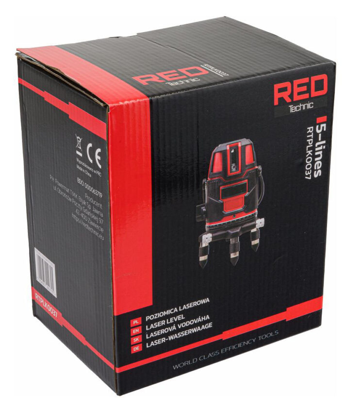 Krížový laser červený RTPLK0037, 360 stupňov | RED TECHNIC