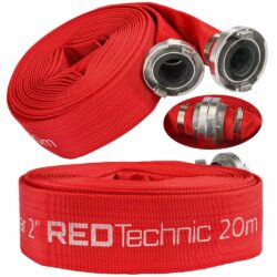 Požiarna hadica pre čerpadlá RTWS0067, 20M | RED TECHNIC určená na čerpanie čistej a špinavej vody a septikov. Je odolná voči extrémnym teplotám.