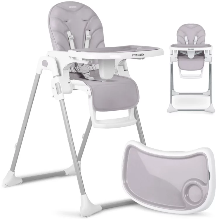 Detská jedálenská stolička, sivá | Ricokids umožní deťom sedieť za jedným stolom s dospelými, čo napomôže k rozvoju ich sociálnych a stolovacích zručností.
