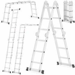 Rebríkové lešenie bez plošiny, 4x3 | 150 kg možno použiť ako pracovnú plošinu (vrátane oceľovej plošiny), samostatne stojaci rebrík či oporný rebrík.