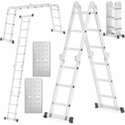 Rebríkové lešenie s plošinou, 4x3 | 150 kg možno použiť ako pracovnú plošinu (vrátane oceľovej plošiny), samostatne stojaci rebrík či oporný rebrík.