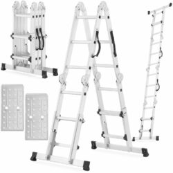 Rebríkové lešenie s plošinou, 4x3, 470 cm | 150 kg možno použiť ako pracovnú plošinu (vrátane oceľovej plošiny), samostatne stojaci rebrík či oporný rebrík.