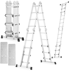 Rebríkové lešenie s plošinou, 4x4 | 150 kg možno použiť ako pracovnú plošinu (vrátane oceľovej plošiny), samostatne stojaci rebrík či oporný rebrík.