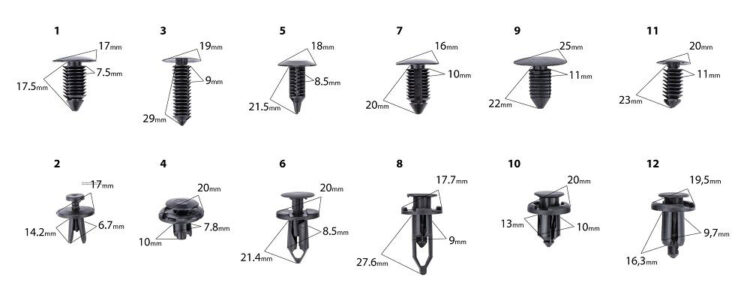 Spony na čalúnenie auta RTKST0098, 245 kusov | RED TECHNIC