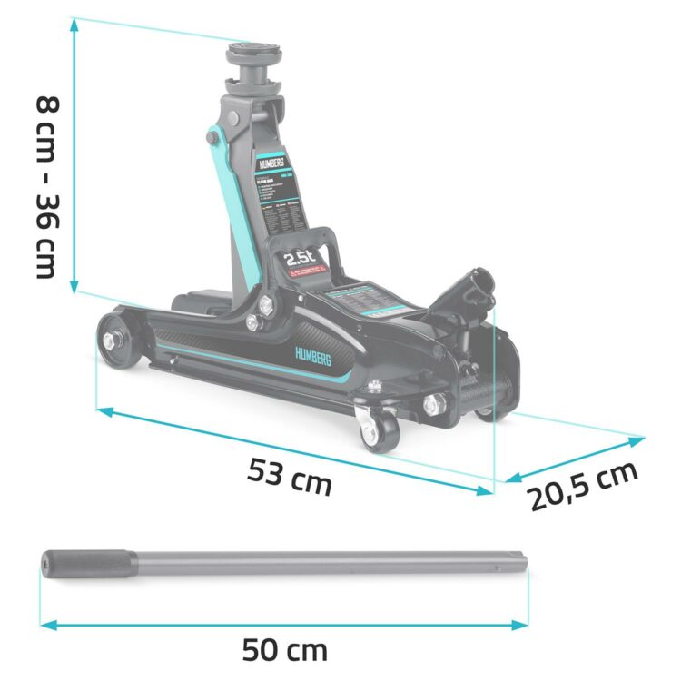 Nízkoprofilový hydraulický zdvihák HM-380, 2,5 T, modrý | Humberg