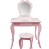Detský toaletný stolík so zrkadlom a taburetkou, ružový | PHO0403