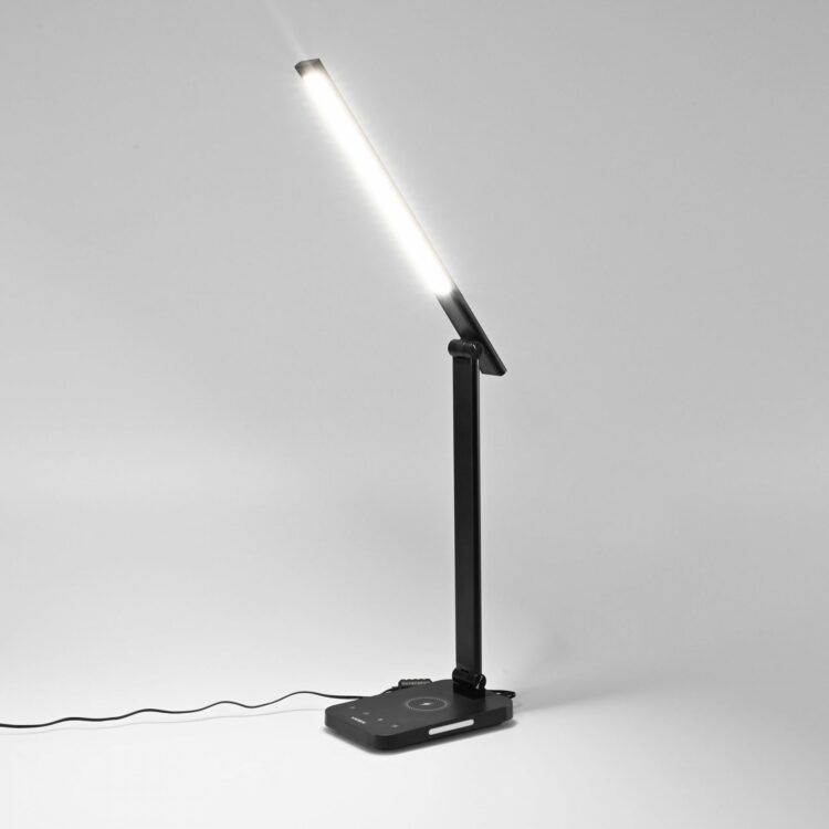 Stolná LED lampa s bezdrôtovým nabíjaním, čierna | VIDEX