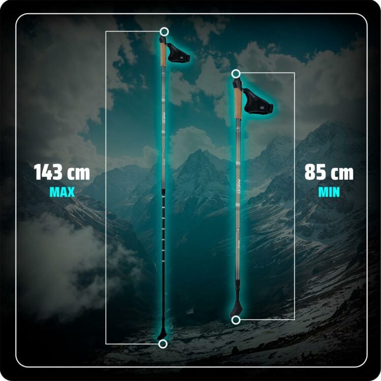 Trekingové palice NS-383, 143 cm, zelené | Neo-Sport