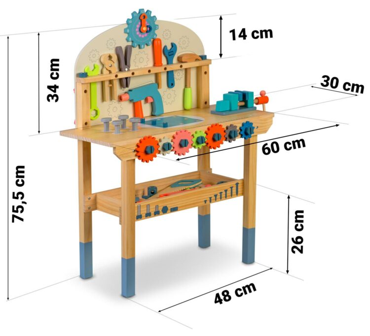 Detská drevená dielňa s náradím RK-876 | Ricokids