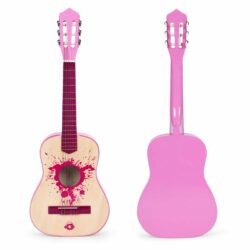 Detská drevená gitara, ružová | ECOTOYS