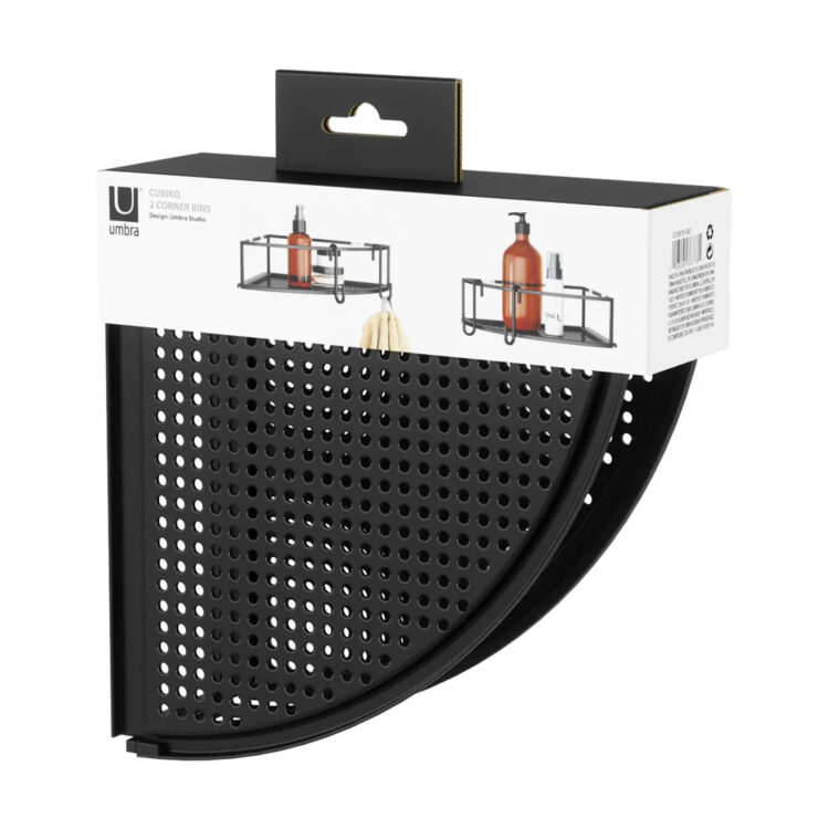 Kovový košík do sprchy rohový CUBIKO SET/2ks čierny