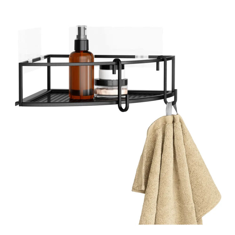 Kovový košík do sprchy rohový CUBIKO SET/2ks čierny