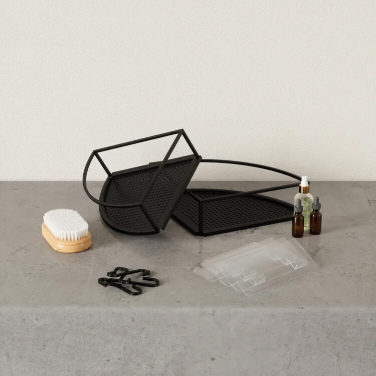 Kovový košík do sprchy rohový CUBIKO SET/2ks čierny