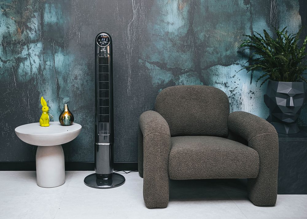Stĺpový ventilátor, 60W, čierny | Velano