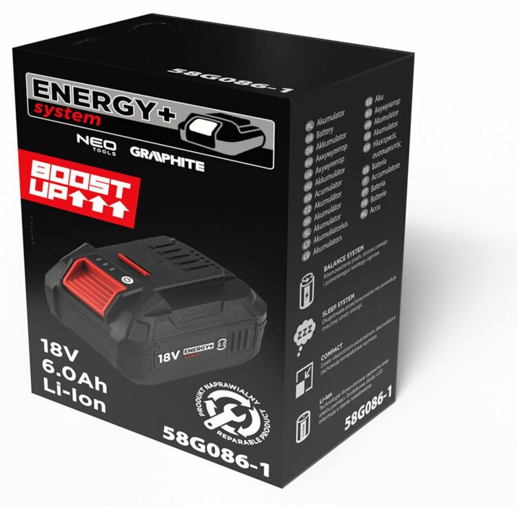 Akumulátor Energy+, BOOST UP, 18V, Li-Ion, 6,0Ah | GRAPHITE