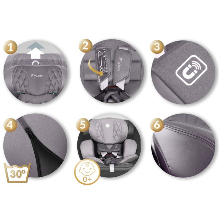 Autosedačka ISOFIX, 0-36kg, sivá | Nukido Prestige