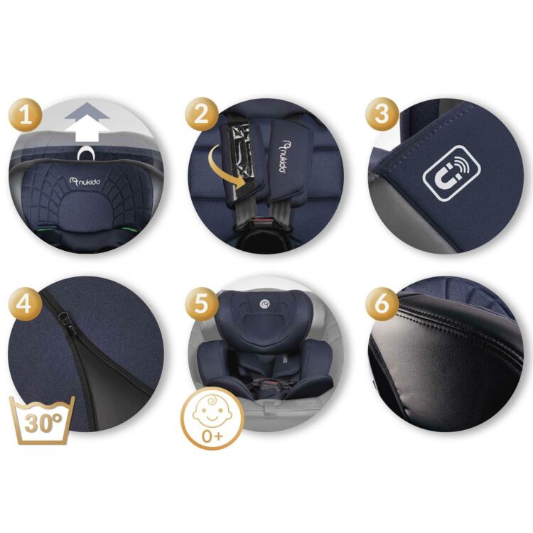 Autosedačka ISOFIX, 0-36kg, tmavomodrá | Nukido Prestige