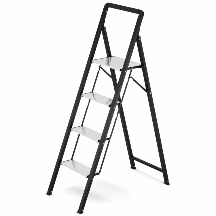 Skladací rebrík s držiakom, 4-stupňový | HIGHER